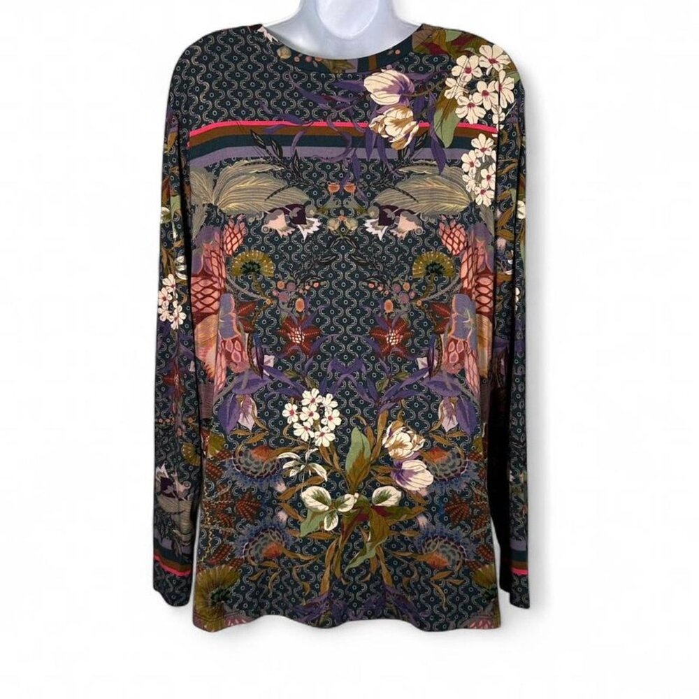Johnny Was Aran Favorite Long Sleeve V-Neck Boho Floral Blouse New with Tags - Picture 7 of 8
